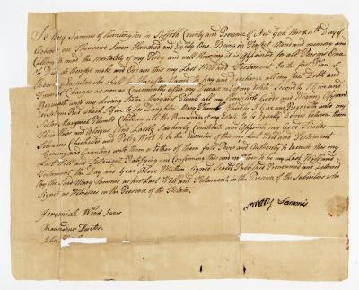 Probated will of Mary Sammis, 1781