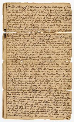 Probated will of Abraham Hendrickson, 1782