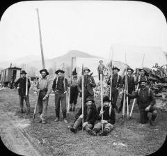 N.Y. Adirondacks. River Log Drivers, Tents and Kitchen Car