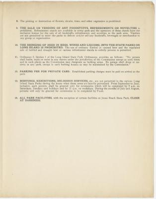Long Island State Park Commission Information, Conditions and Requirements: Group Outings and Picnics