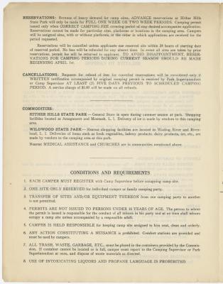 Information, Conditions and Requirements Relative to Camping