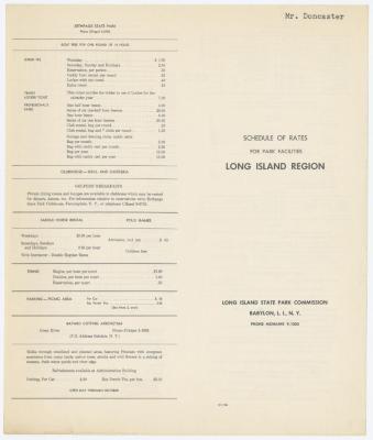 Schedule of Rates for Park Facilities; Long island Region
