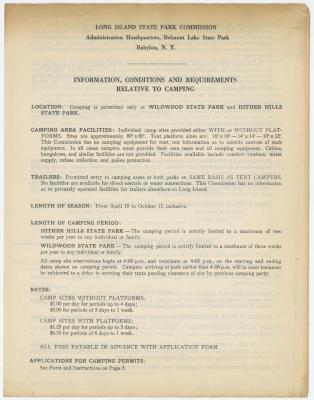 Information, Conditions and Requirements Relative to Camping