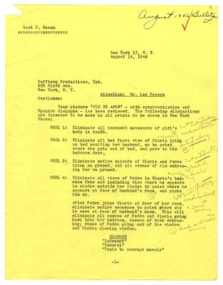 Letter, "Sed de Amor," 1946