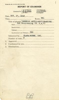 Report of examiner, "Embrujo Antillano," 1946