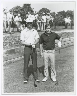 Two men on golf course. Long Island PGA Tournament. Bethpage State Park