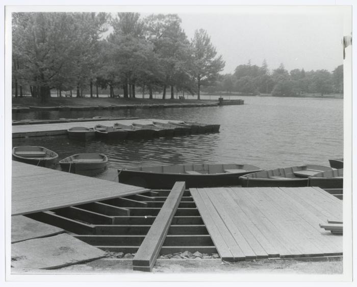 Belmont Lake State Park Playground. Boat dock under construction