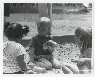 Belmont Lake State Park Playground. Kid eating watermelon