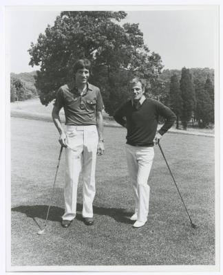Two men on golf course. Long Island PGA Tournament. Bethpage State Park