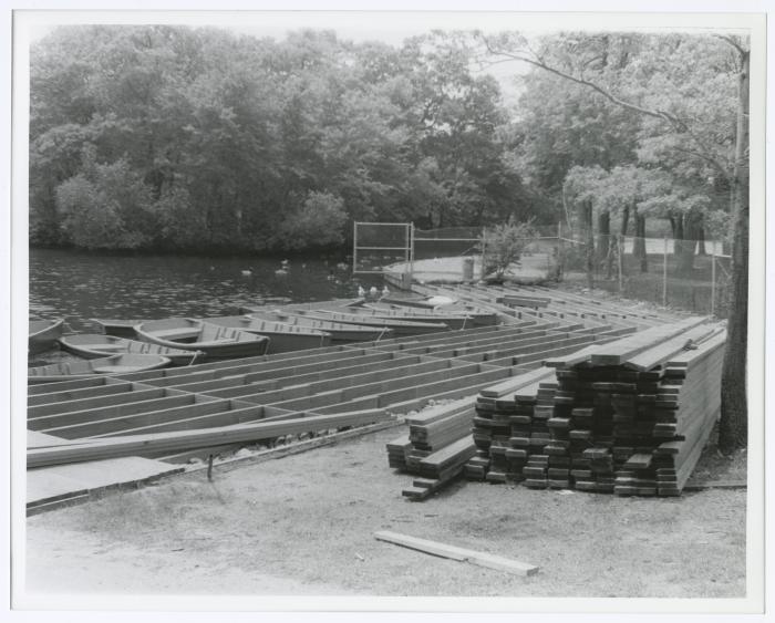 Belmont Lake State Park Playground. Boat dock under construction