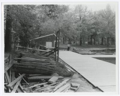 Belmont Lake State Park Playground. Boat dock under construction