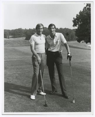 Two men on golf course. Long Island PGA Tournament. Bethpage State Park