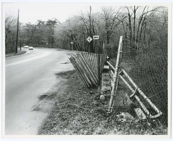 Belmont Lake State Park. Damaged Guard Rail, August Road