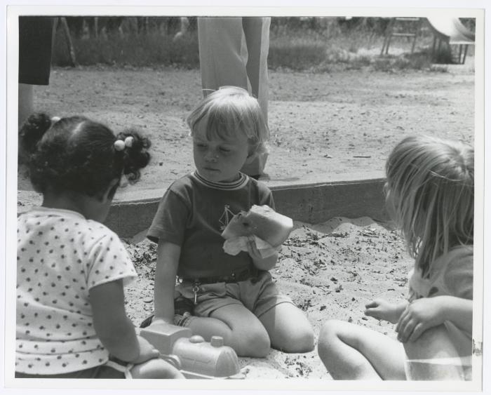 Belmont Lake State Park Playground. Kid eating watermelon