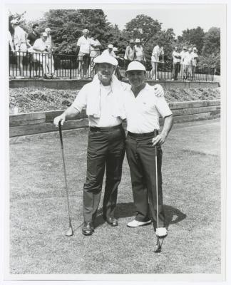 Two men on golf course. Long Island PGA Tournament. Bethpage State Park