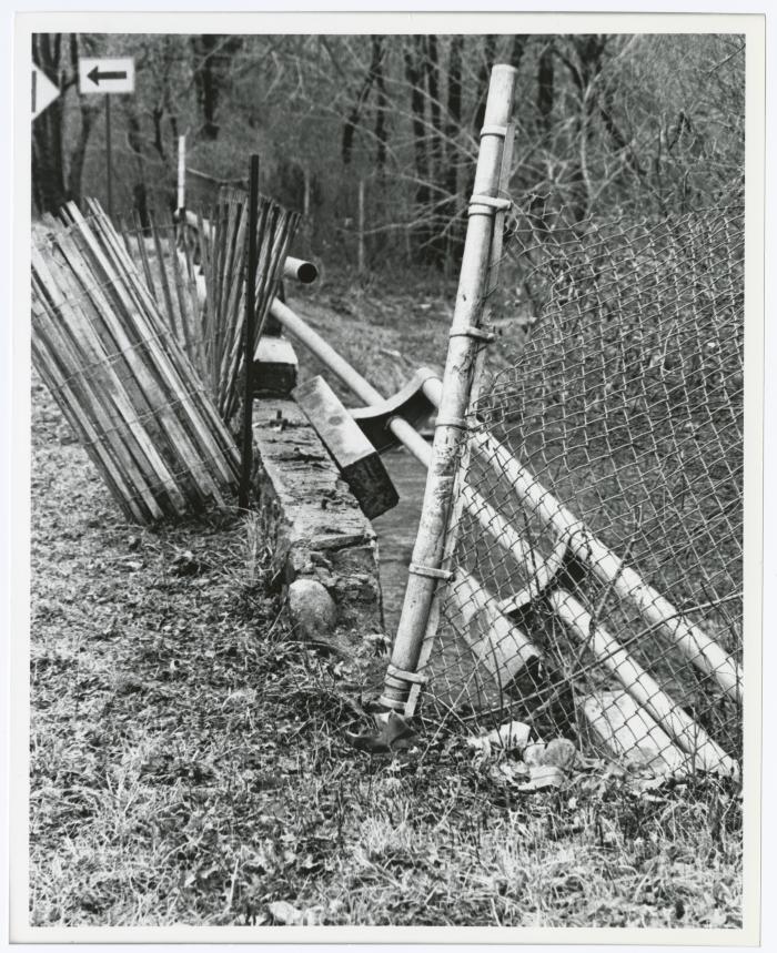 Belmont Lake State Park. Damaged Guard Rail, August Road