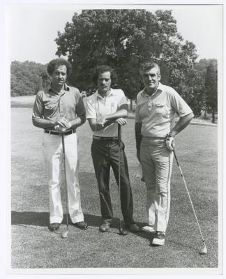 Three men on golf course. Long Island PGA Tournament. Bethpage State Park