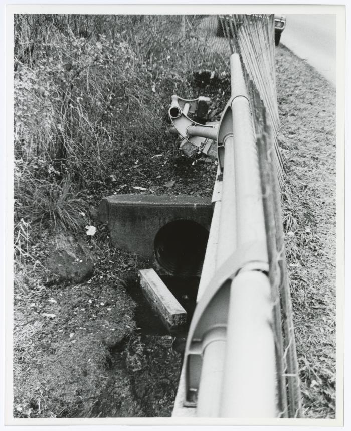 Belmont Lake State Park. Damaged Guard Rail, August Road