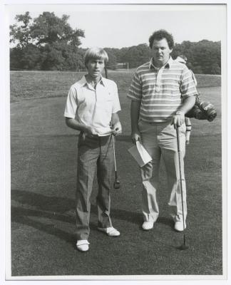 Two men on golf course. Long Island PGA Tournament. Bethpage State Park