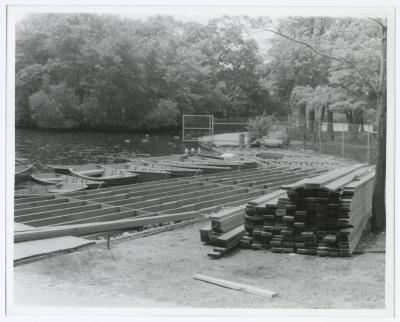 Belmont Lake State Park Playground. Boat dock under construction
