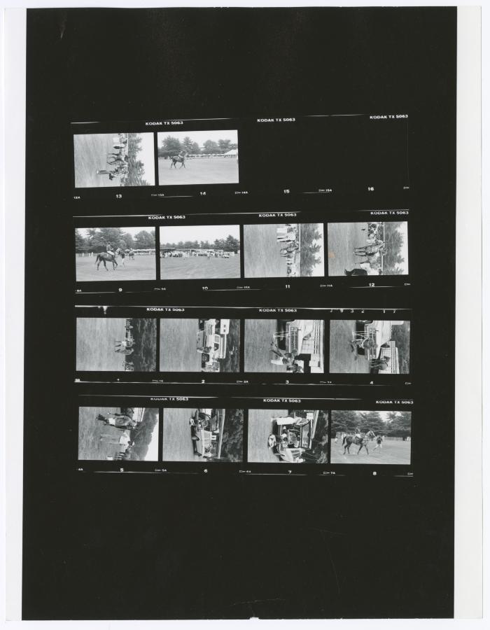 Contact sheet of fourteen images of Bethpage State Park Polo Field. Shearson Lehman Tournament