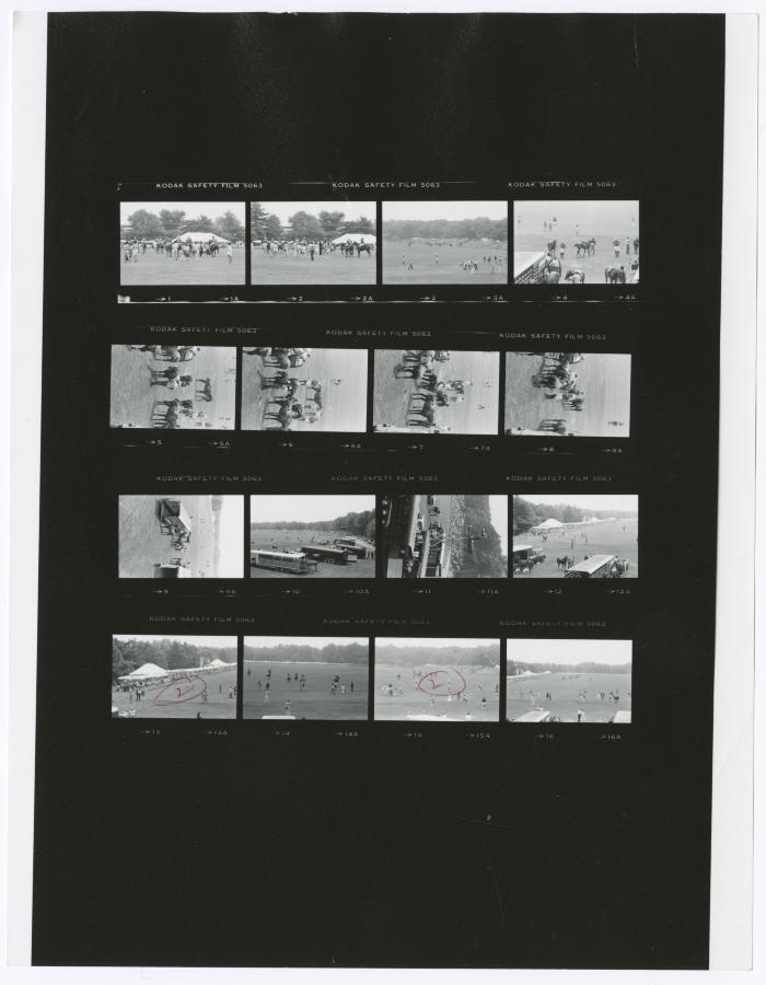 Contact sheet of sixteen images of Bethpage State Park Polo Field. Shearson Lehman Tournament