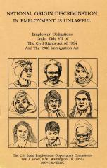US EEOC pamphlet, National Origin Discrimination in Employment is Unlawful