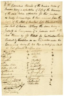 Acknowledgement of war service, Oneida Indians