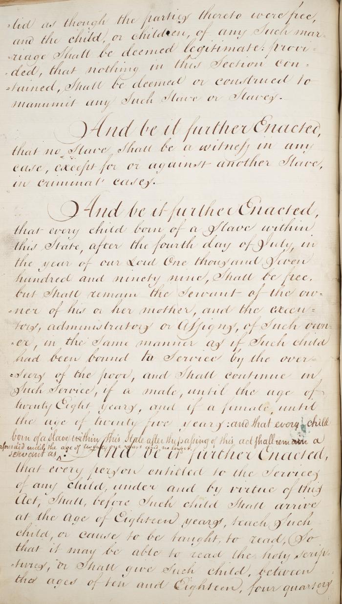 An Act relative to slaves and servants