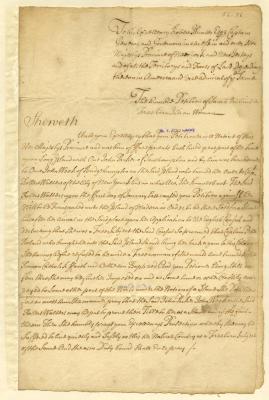 Petition of Sarah Robins to Governor Robert Hunter