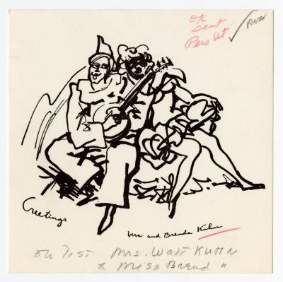Holiday card from Vera and Brenda Kuhn to Governor Averell Harriman