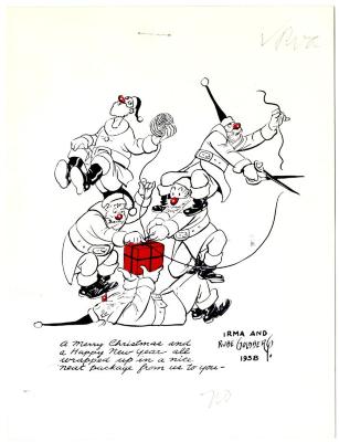 Holiday card from Irma and Rube Goldberg to Governor Averell Harriman