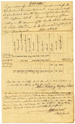 A requisition for arms and equipment for several New York State Militia units