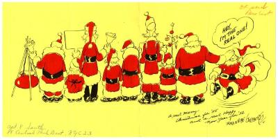 Holiday card from Irma and Rube Goldberg to Governor Averell Harriman