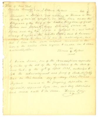 Alien deposition, Thomas Hyland, 1825