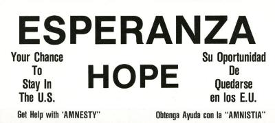 Brochure, Esperanza/Hope -- Your chance to stay in the US