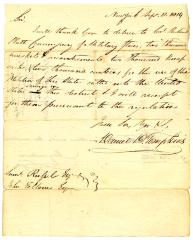 Requisition of Governor Tompkins from Colonel Russel for arms and accoutrements