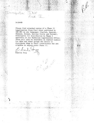 INS NYC flyer/fact sheet, six languages, 1989