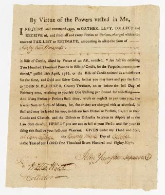 Cambridge tax roll, 1788