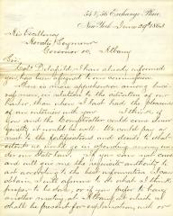 Letter from Edwin D. Morgan to Governor Seymour