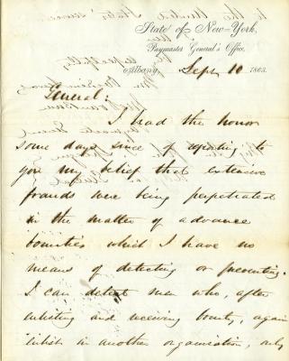Letter from Paymaster General to Adjutant General