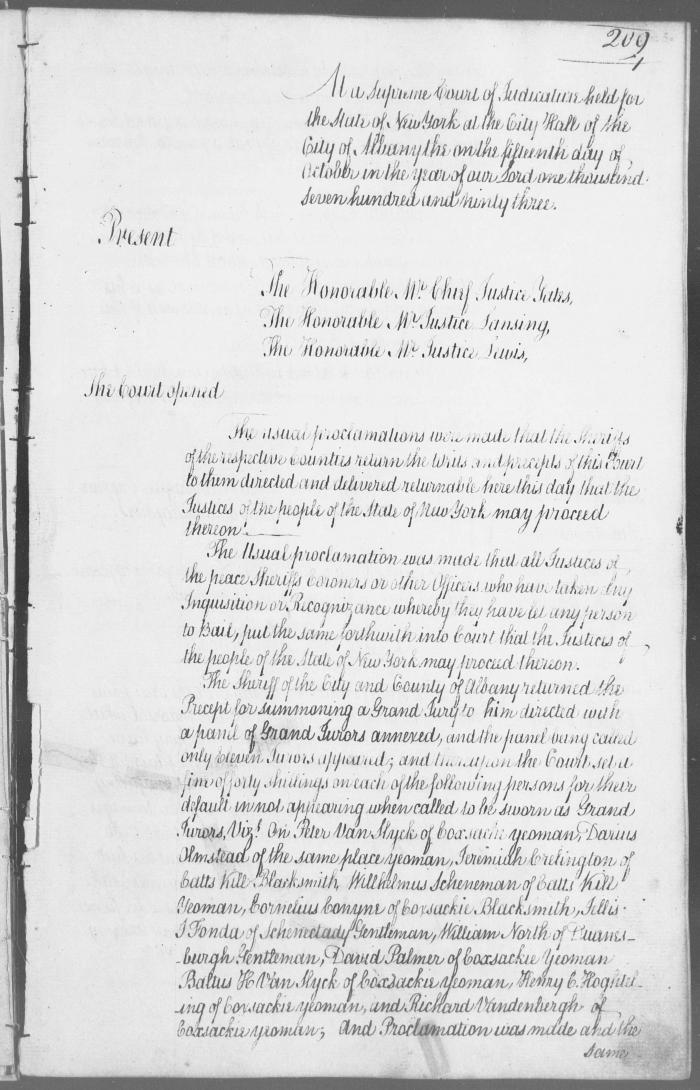 Engrossed minutes of the Supreme Court of Judicature, October 1793