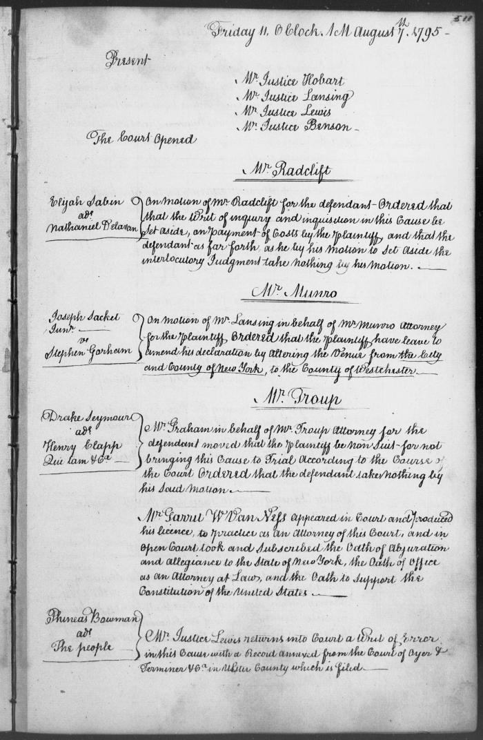 Engrossed minutes of the Supreme Court of Judicature, August 1795