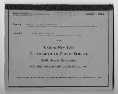 Public utilities annual report of The Astoria Light, Heat and Power Company, 1933