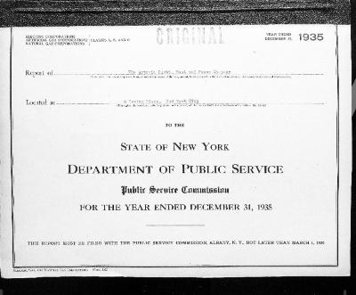 Public utilities annual report of The Astoria Light, Heat and Power Company, 1935