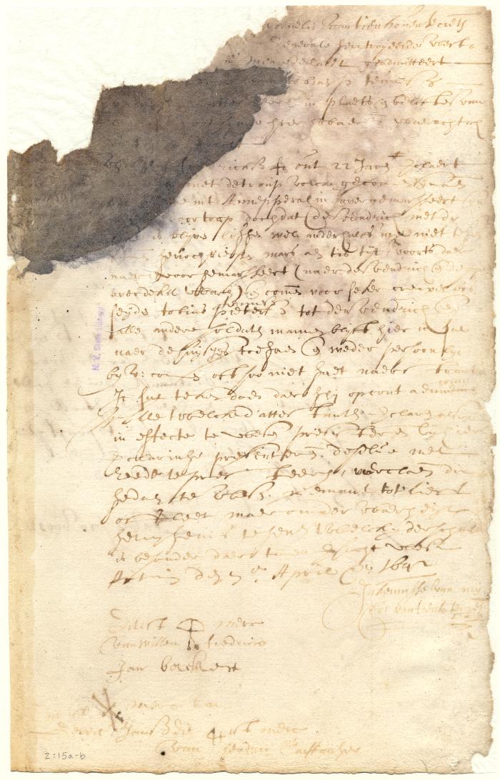 Declaration of Willen Fredricksen and others as to what happened at the Armepperahin kill in the course of the expedition against the Weckquaskeek Indians