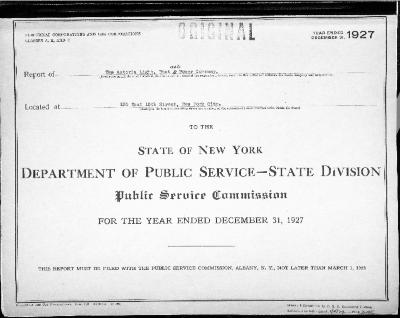 Public utilities annual report of The Astoria Light, Heat and Power Company, 1927