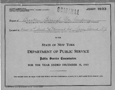 Public utilities annual report of Brooklyn Borough Gas Company, 1933