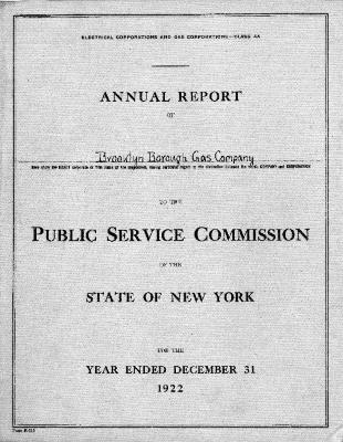 Public utilities annual report of Brooklyn Borough Gas Company, 1922