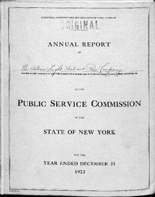 Public utilities annual report of The Astoria Light, Heat and Power Company, 1923